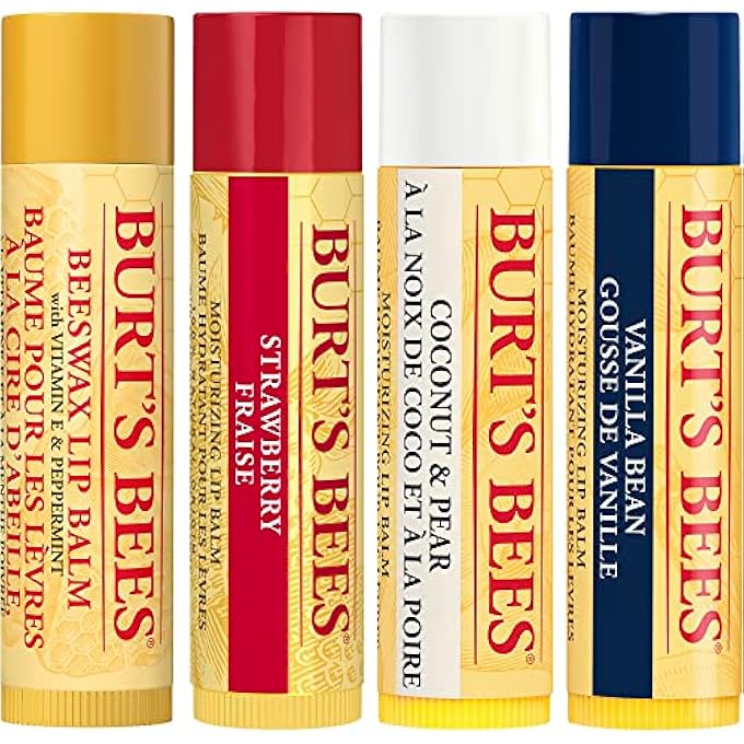 Burt's Bees LIP BALM MULTIPACK, LIP BALM SET, BEESWAX, STRAWBERRY, COCONUT & PEAR, VANILLA BEAN, BEST OF BURT'S, 4X4.25G - Image 2